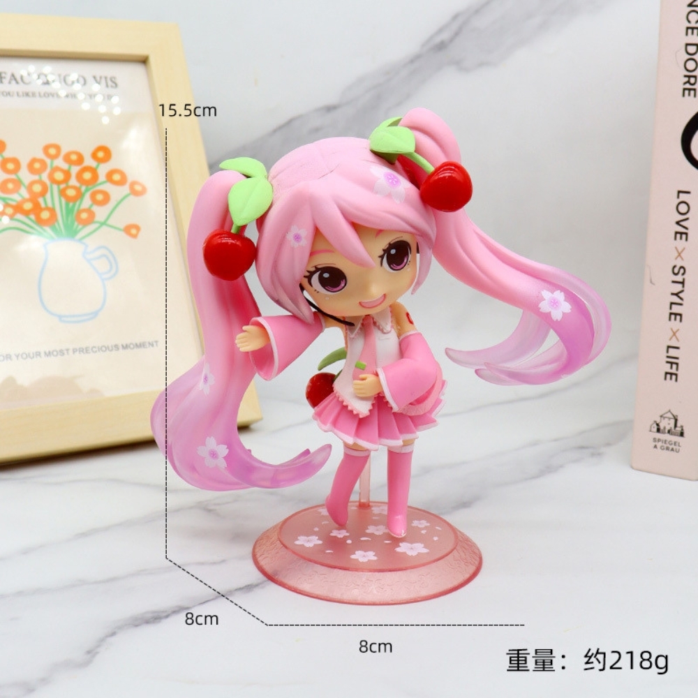 Mô Hình Hatsune Miku chibi váy hồng tóc hồng - Cao 16cm - nặng 300gram - Figure Miku - Bọc Túi - No Box - N1-K33-T3-S2