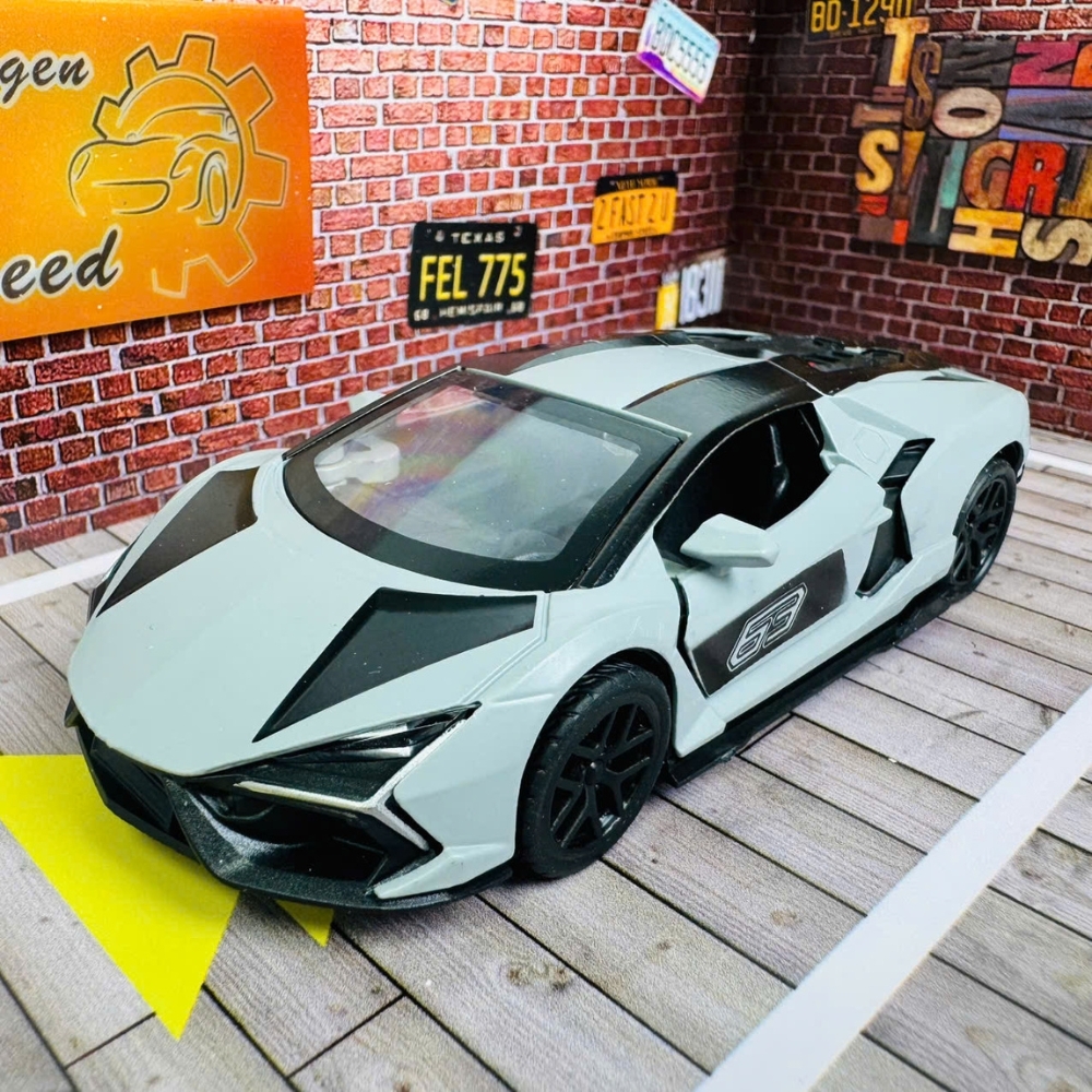 Mô Hình Xe Đua Xám Đen tỉ lệ 1:36 Hợp kim có thể mở cửa - bánh sau chạy cót - Dài 12.5cm - rộng 5.5cm - cao 3.5cm - nặng : 300gram - FULL BOX : box màu SKU : oto535a - K53-T2-S7