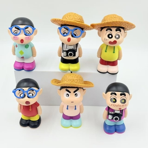 ( Giá 1 con - Bộ 6 con - Đặt Số Lượng 6 ) - Mô hình Bộ 6 các nhân vật Shin Bút Chì đi tham quan - Cao 8-9cm - nặng 580gram - Figure Shin - Box Màu - K31-T3-S9