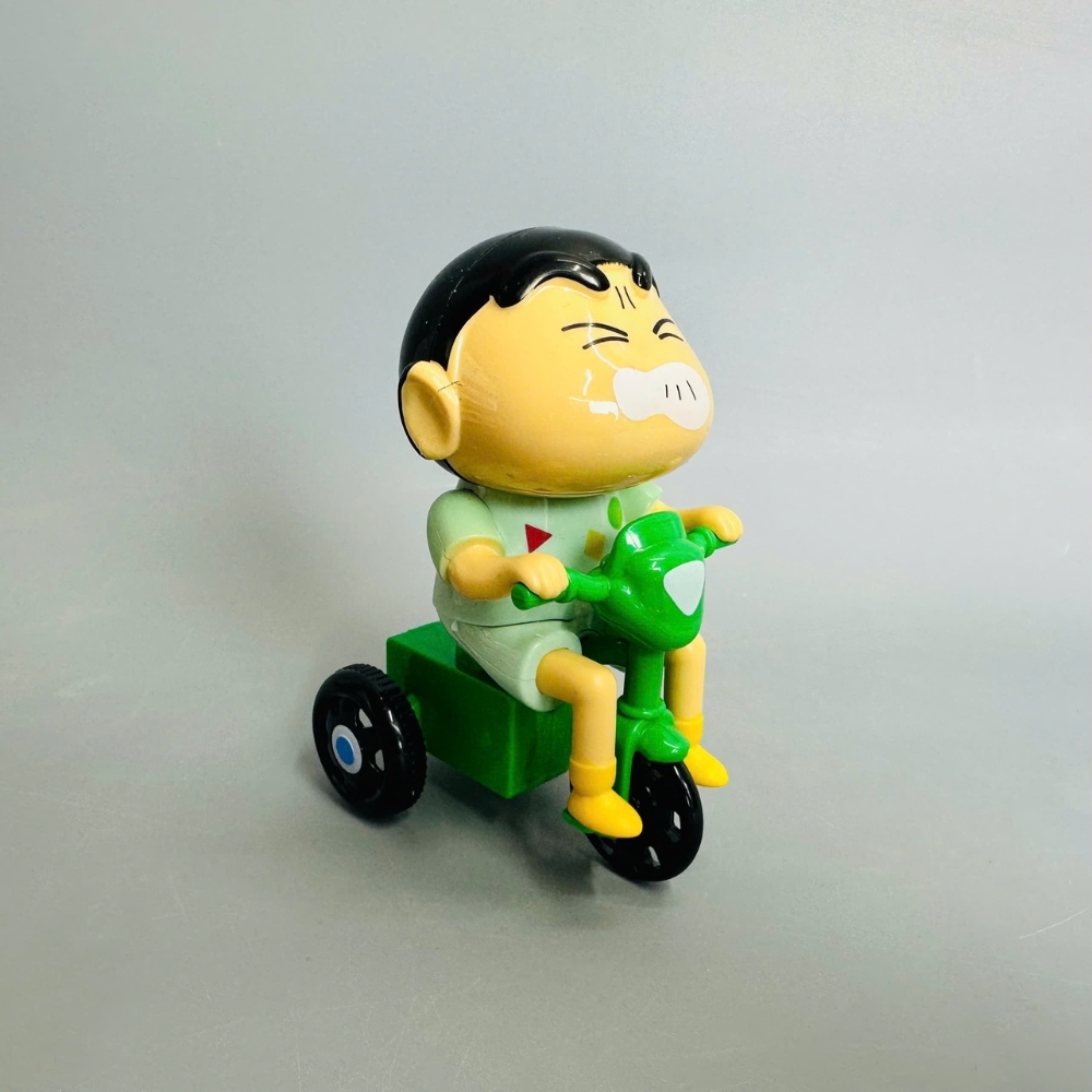 mô hình shin lái xe áo xanh dây cót - cao : 10.5cm - figure shin - hộp màu