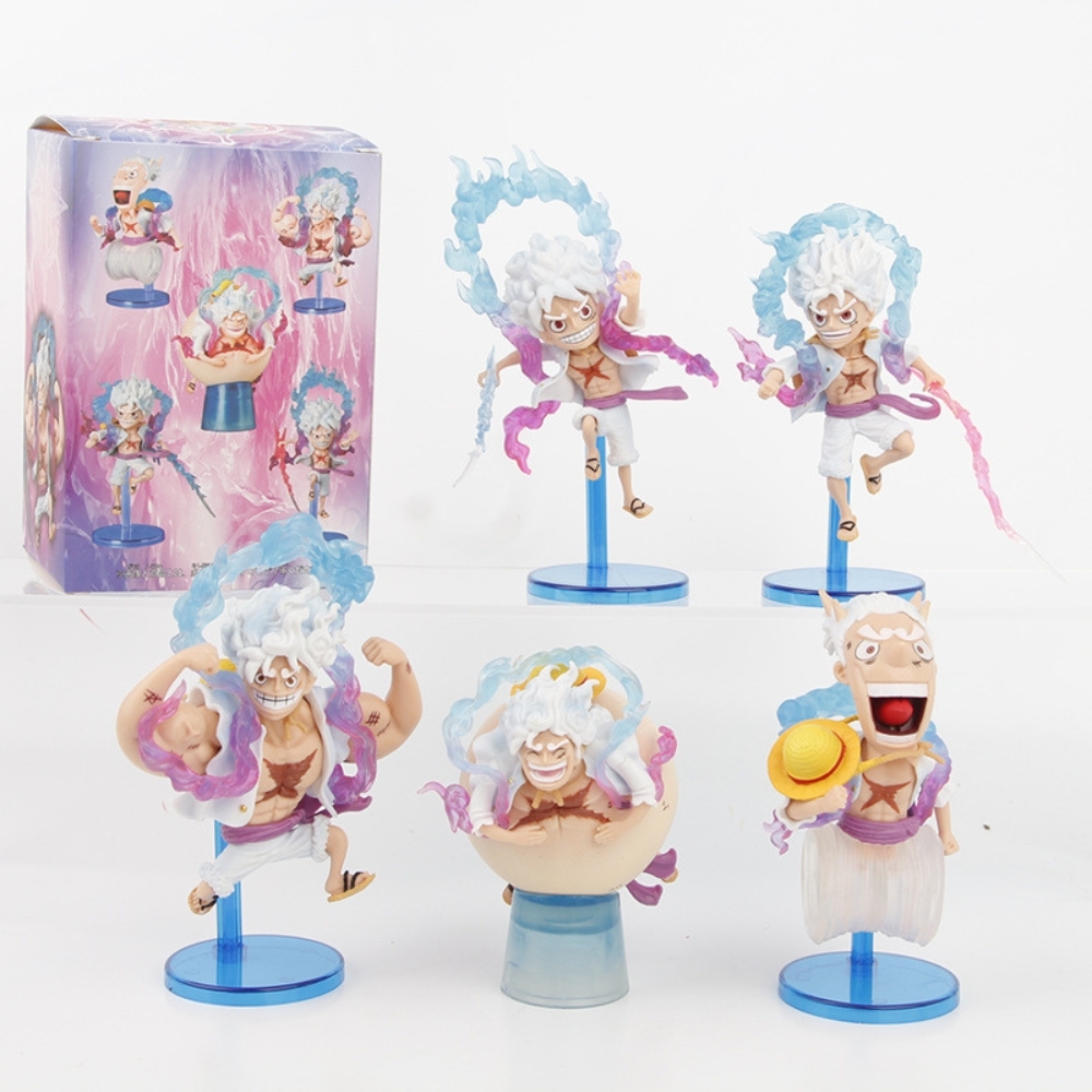 Mô hình OnePiece Bộ 5 Luffy gear 5 trạng thái Nika - Cao 12cm - nặng 400gram - Phụ kiện : Đế - Figure One Piece - Bọc Túi - Hộp Màu - N3-K42-T3-S2