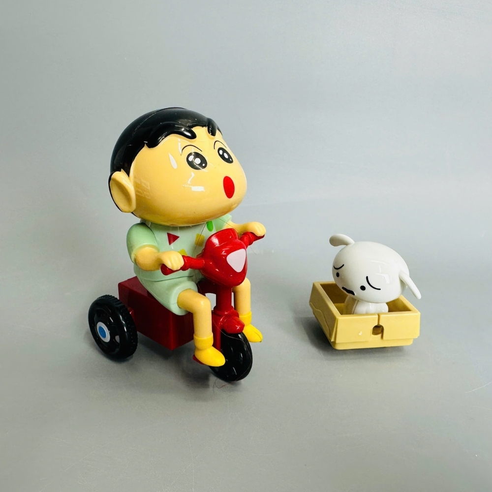 mô hình shin đèo cún áo xanh dây cót - cao : 10.5cm - figure shin - hộp màu