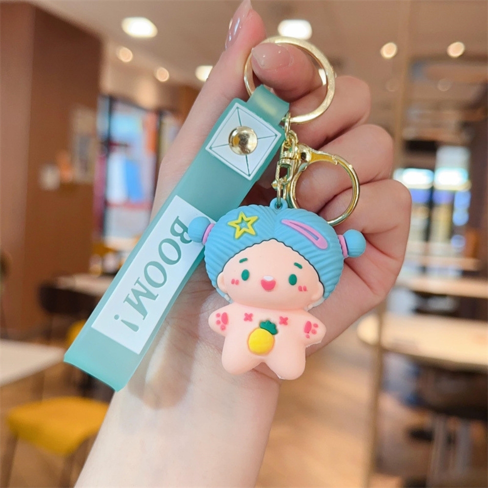 móc khóa búp bê nữ xanh - dây dài 11cm mô hình cao 5.5cm - nặng : 50gram - boc túi - SKU: moc233 - (Vat: MK001)- K78-T5-S5