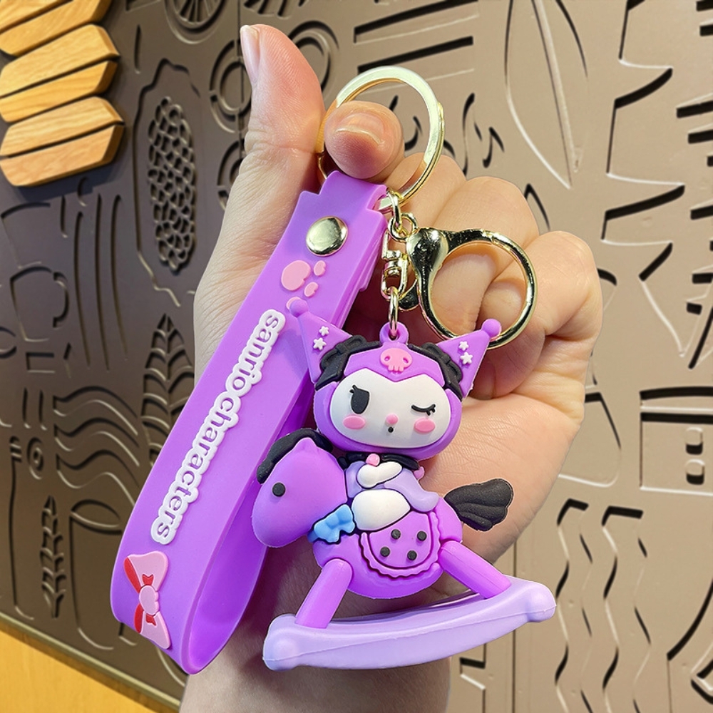 Móc khóa kuromi tím cưỡi ngựa - Dây móc dài : 10cm - Mô Hình Cao : 6cm - Nặng : 50gram - No Box - SKU: moc162 - (Vat: 88223-7) - K79-T1-S11