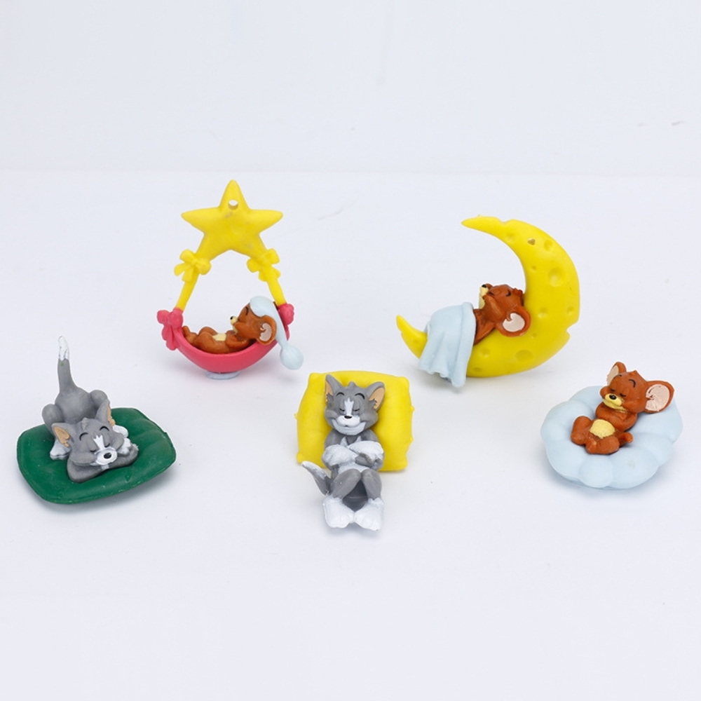Bộ 5 nhân vật hoạt hình Tom và Jerry - Cao : 3 - 5cm - Nặng : 100gram - Figure Tom and Jerry - No Box - Bọc Túi OPP - K23-T3-S4