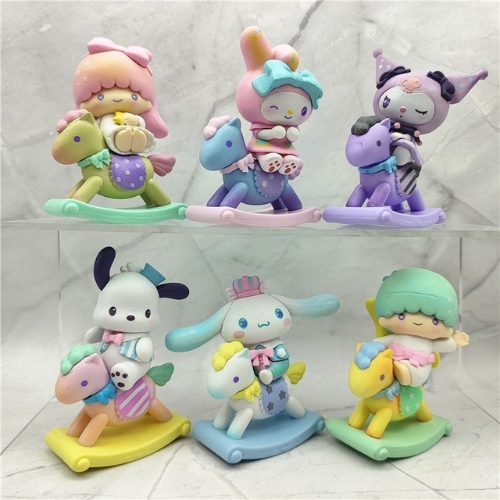 ( Giá 1 con - Bộ 6 con - Đặt Số Lượng 6 ) - Mô hình kuromi bộ 6 kuromi cưỡi ngựa blind box - cao 9.5cm - Nặng 500gram - Bọc Túi - Hộp Màu - (VAT : G873-78)- K23-T3-S9
