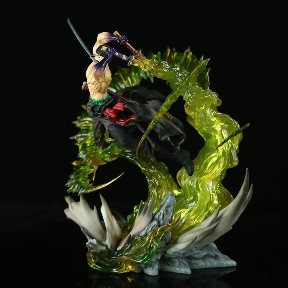 Mô Hình OnePiece Zoro trạng thái chiến đấu Cao : 29cm - có led siêu ngầu - Figure OnePiece - Hộp Màu - K27-T4-S2-3