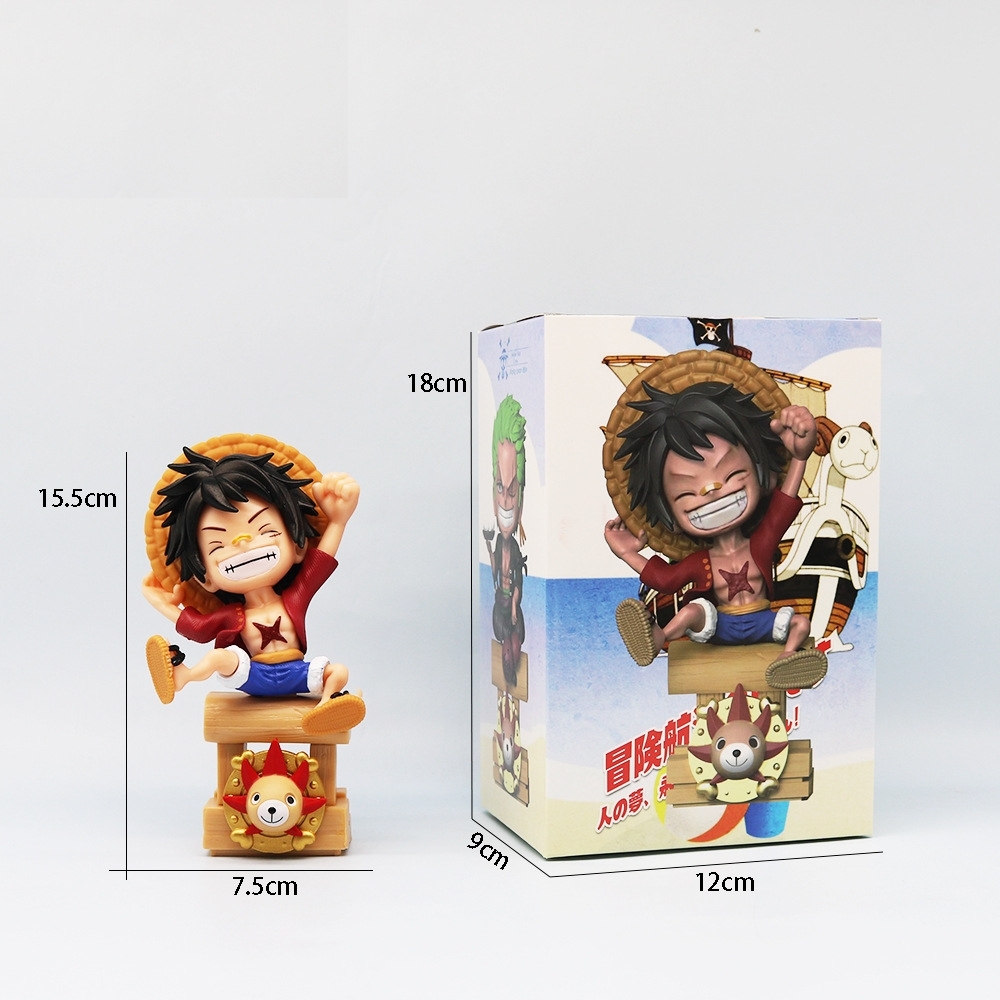 Mô Hình OnePiece luffy Chibi Dáng ngồi - Cao 15.5cm - nặng 130gram - Phụ kiện : đế -  Figure OnePiece -  No box - N1-K46-T1-S2