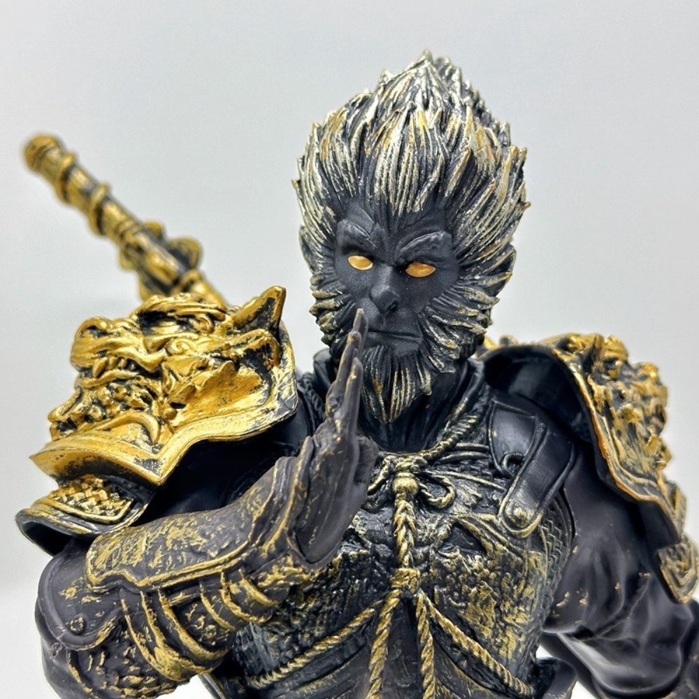 Mô Hình bán thân tôn ngộ không đen vàng - Cao 17.5cm - nặng 400gram - Phụ kiện : đế + gậy -  Figure Wukong -  Bọc túi OPP - No Box - N1-ST10
