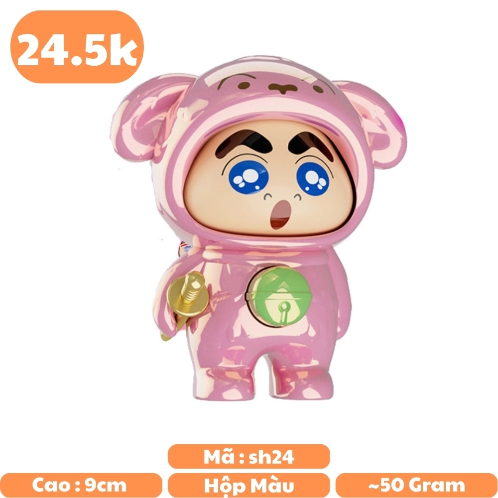 Móc Khoá mô hình shin đầu gấu màu hồng bóng - cao : 9cm - figure shin - Hộp Màu - K78-T4-S12