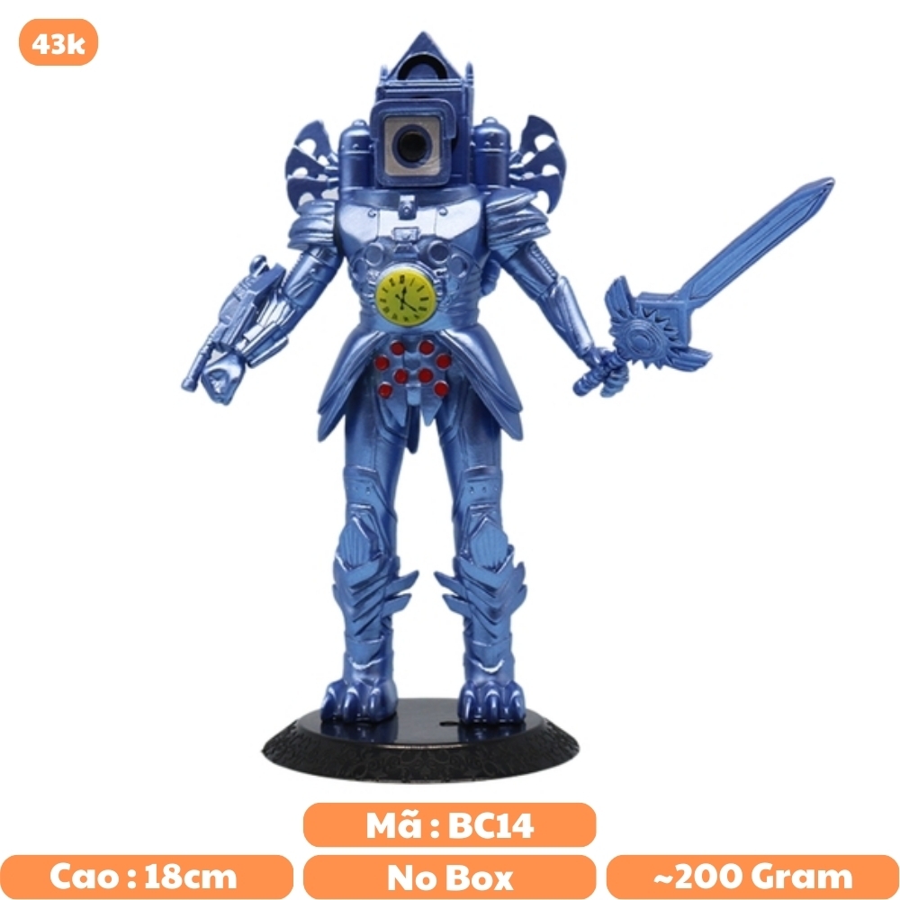 Mô Hình Titan Man Toilet Man áo xanh cầm kiếm nhân vật trong Skibidi Toilet - Cao 18cm - nặng 200Gram - Bọc túi OPP - No Box - K22-T2-S7