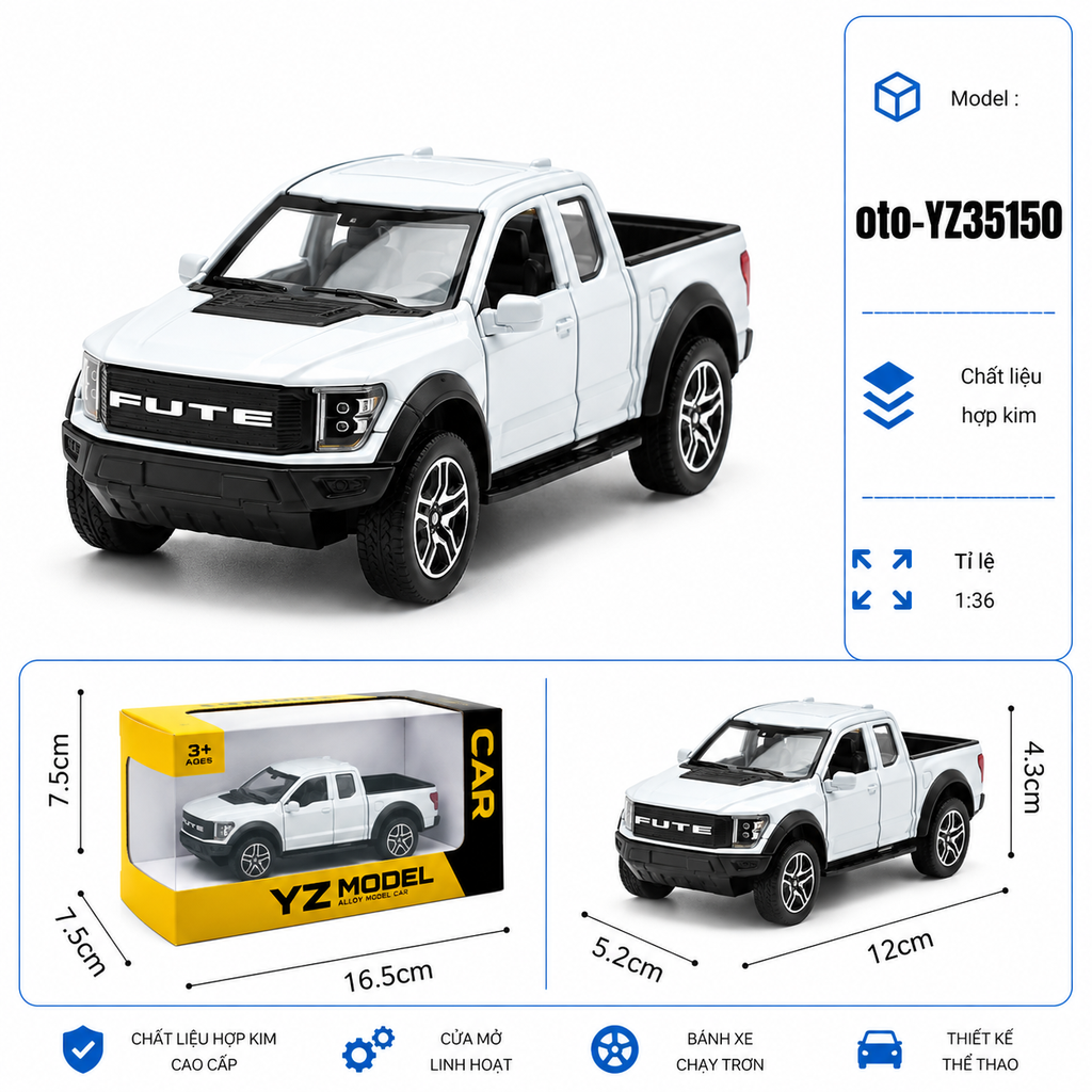 Xe thể thao nhiều màu sắc chất liệu hợp kim , tỉ lệ 1:36 : SKU : oto-YZ35150 ( Vat : 103-01-35 )