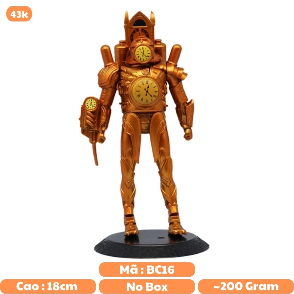 Mô Hình Toilet Man ngưới đồng hồ vàng nhân vật trong Skibidi Toilet bản B - Cao 18cm - nặng 200Gram - Bọc túi OPP - No Box - K22-T2-S8