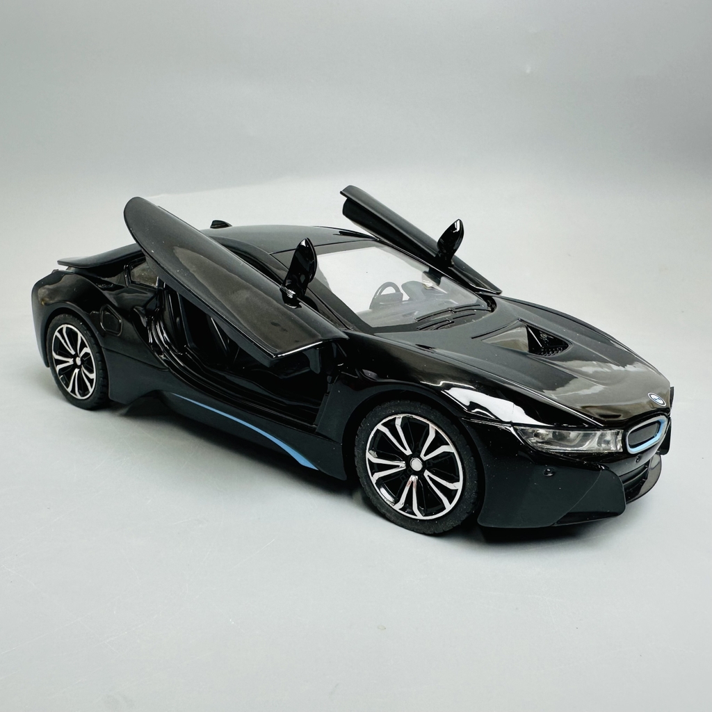 Mô Hình xe bmw i8 màu đen tỉ lệ 1:22 Hợp kim có thể mở cửa - bánh sau chạy cót - Dài 21cm - rộng 9cm - cao 5cm - nặng : 800gram - FULL BOX : box màu SKU : oto293 - N3-K8-T3-S4