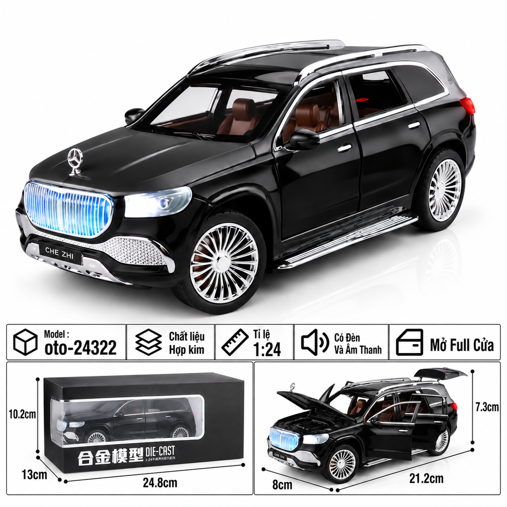Xe thể thao tỉ lệ 1:24 - chất liệu bằng hợp kim - Có đèn và âm thanh Tính năng mở full cửa - SKU : oto-24322 ( VAT : 103-01-190 )