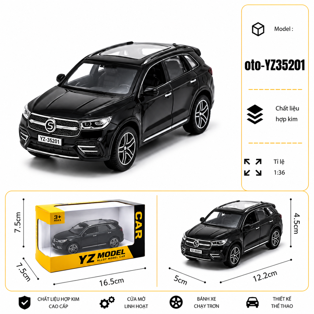 Xe thể thao nhiều màu sắc chất liệu hợp kim , tỉ lệ 1:36 : SKU : oto-YZ35201 ( Vat : 103-01-35 )