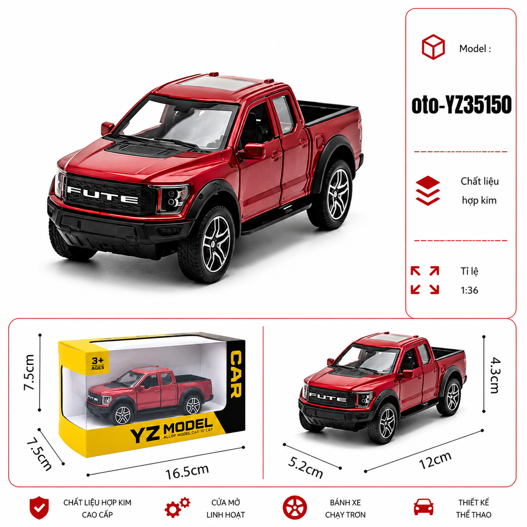 Xe thể thao nhiều màu sắc chất liệu hợp kim , tỉ lệ 1:36 : SKU : oto-YZ35150 ( Vat : 103-01-35 )