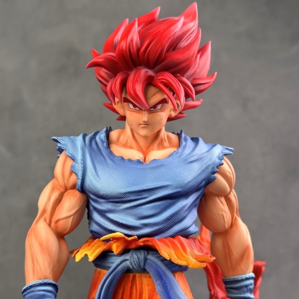 Mô hình DragonBall SonGoku tóc xanh đỏ dáng đứng có base - Cao 33cm -nặng 1500gram - Dragon Ball - Hộp Carton