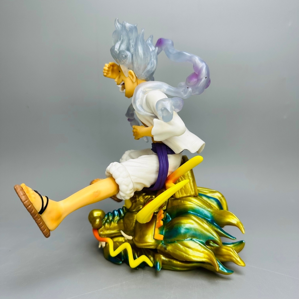 Mô Hình OnePiece Luffy gear 5 áo trắng ngồi cười cưỡi đầu rồng siêu đẹp Cao 20cm - Nặng 500gram , Figure OnePiece - có vỏ hộp màu