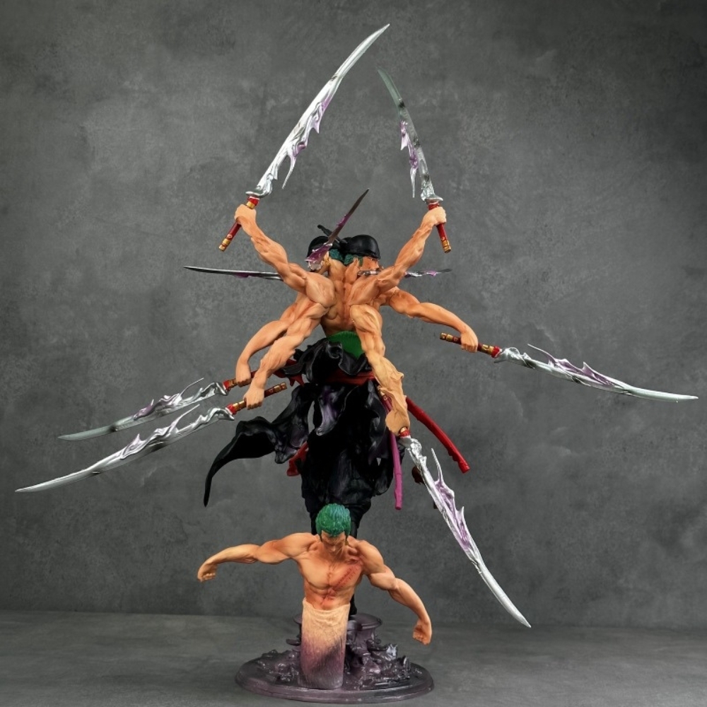 Mô Hình OnePiece Zoro 3 đầu 6 tay dáng đứng có base - Phụ kiện : bán thân thay thế - Cao 50cm Nặng 760gram - Figure OnePiece - Full Box - N1-K37-T4-S2