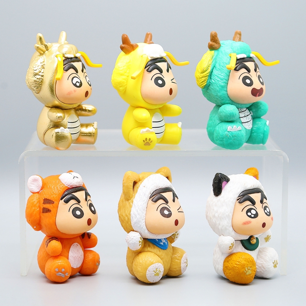 Mô Hình bộ 6 Shin cosplay động vật - Cao 7cm - nặng 300gram - Figure Cậu Bé Bút Chì - bọc túi OPP - Hộp Màu - Hm40 -  N3-K59-T4-S3