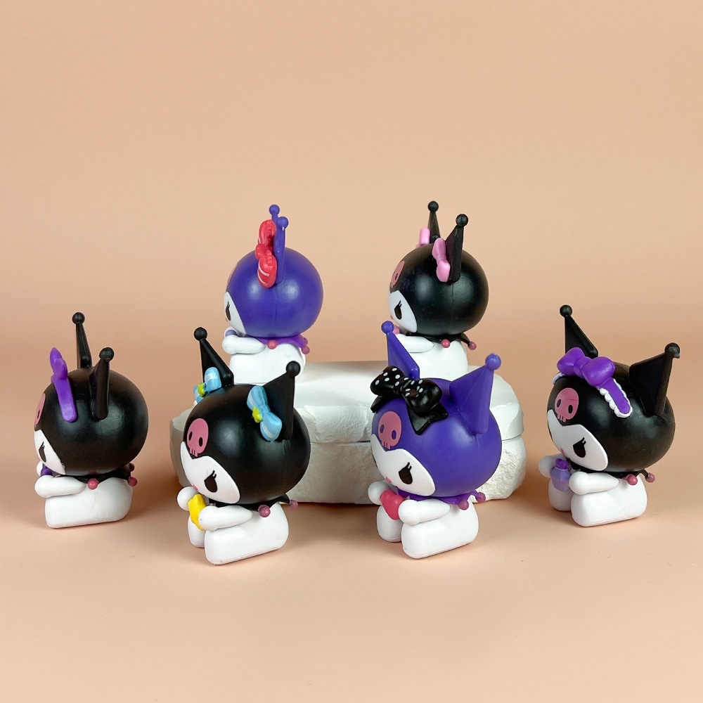 Mô hình kuromi Bộ 6 Melody Gemini Pudding Dog Cinnamon Dog Kuromi Blind Box - cao 7cm - Nặng 400gram - Bọc Túi - Hộp Màu - K32-T1-S3