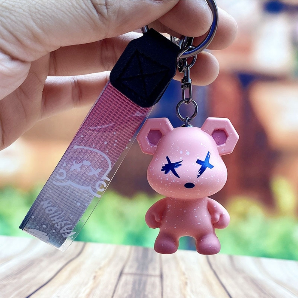 Móc khóa trang trí - gấu hồng - Dây móc dài : 11cm - Mô Hình Cao : 5.5cm - Nặng : 50gram - No Box : bọc túi OPP -SKU : moc103 - ( Vat : 88223-7 )-K77-T6-S8