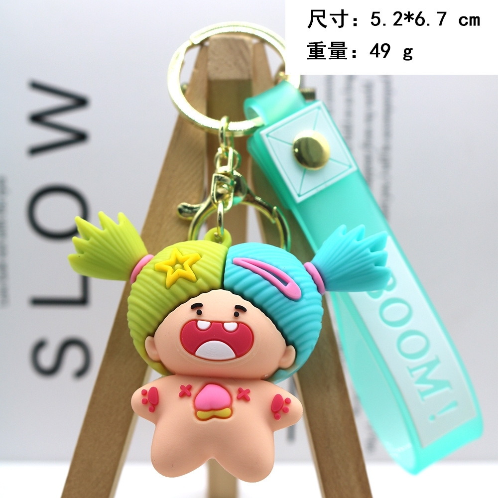 móc khóa búp bê xanh lá  - dây dài 11cm mô hình cao 5.5cm - nặng : 50gram - boc túi - no box