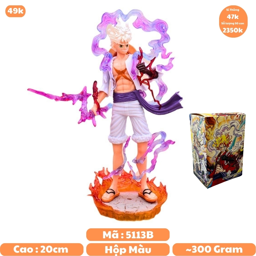Mô hình OnePiece Luffy Gear 5 Nika trắng bản có vũ khí cầm tay có base đẹp cao 20 cm - OnePiece  - túi opp + có hộp đẹp - N4-K5