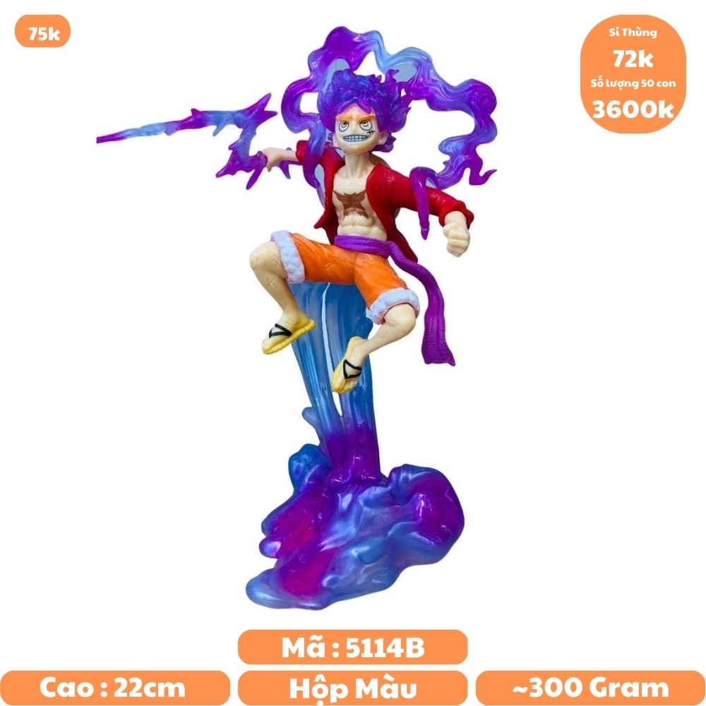 Mô hình đồ chơi - Luffy Gear 5 Nika đỏ bản có vũ khí cầm tay trạng thái chiến đấu cao 22 cm - OnePiece  - Có Hộp Đẹp - N4-K5