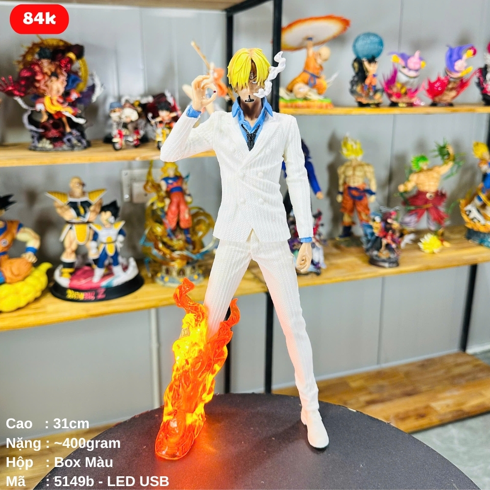 Mô hình đồ chơi - Sanji áo trắng đứng hút thuốc chế led hàng siêu đẹp - One Piece - K11-T3-S3