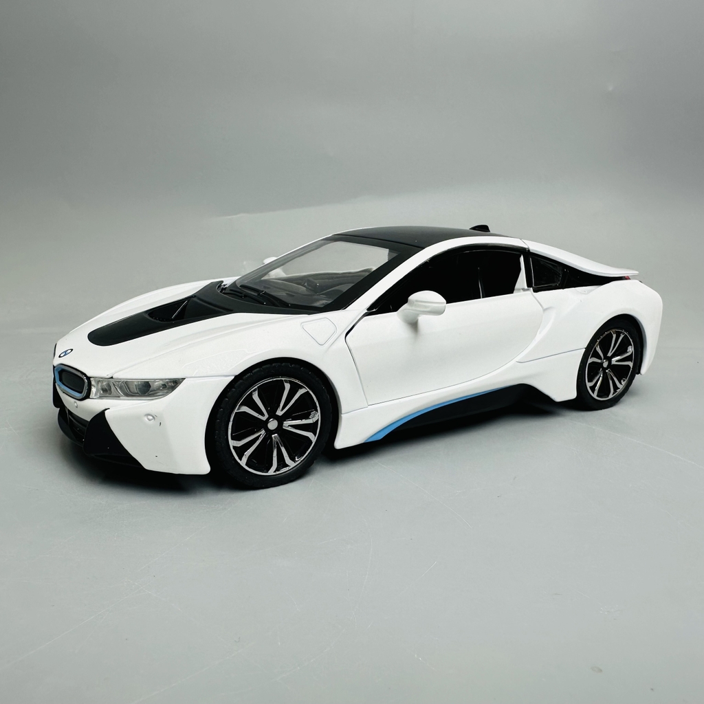 Mô Hình xe bmw i8 trắng tỉ lệ 1:22 Hợp kim có thể mở cửa - bánh sau chạy cót - Dài 21cm - rộng 9cm - cao 5cm - nặng : 800gram - FULL BOX : box màu SKU : oto292 - N3-K8-T3-S4