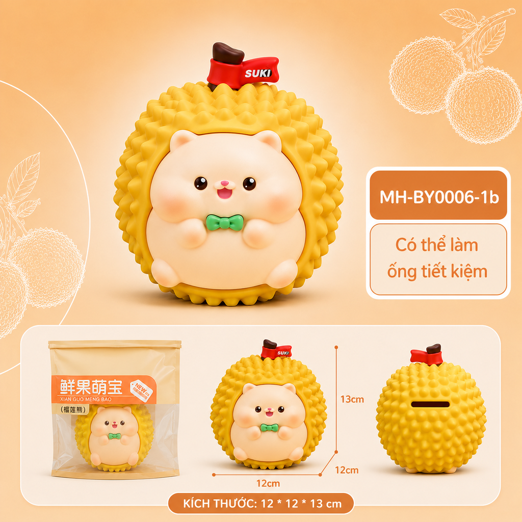Mô Hình Các Con Vật Cosplay Trái Cây Sầu Riêng size nhỏ KT 12*12*13 cm - SKU : MH-BY0006-1 - ( VAT : MH002 )