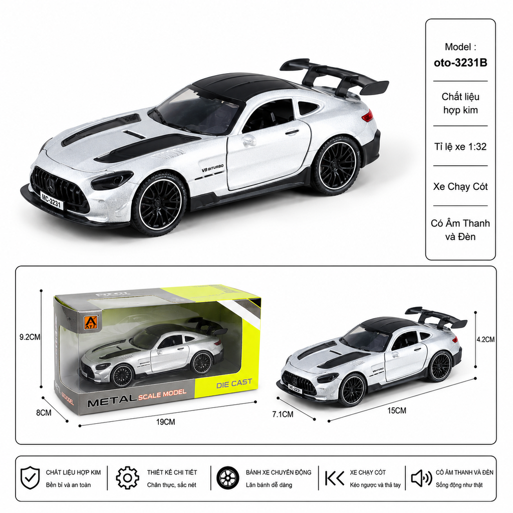 Mô Hình xe oto Mercedes-AMG GT hợp kim , tỉ lệ 1:32 - Dài 15cm - rộng 7.1cm - cao 4.2cm - SKU : oto-3231B - ( Vat : 002-05-60 !!! )