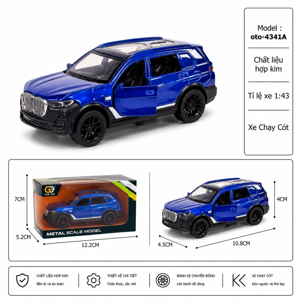 Mô Hình xe Oto hợp kim , tỉ lệ 1:43 - Dài 10.8cm - rộng 4.5cm - cao 4cm - SKU : oto-4341A - ( Vat : 003-01-20 )