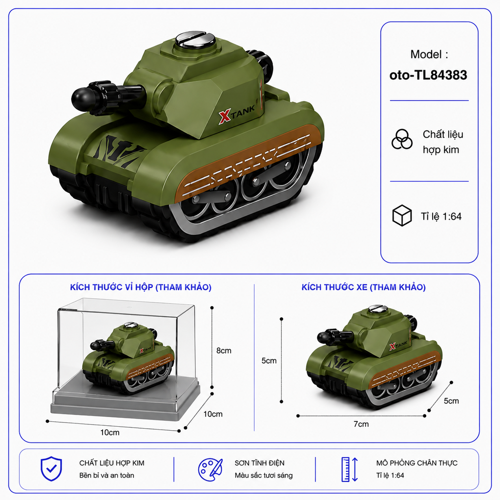 Mô hình Xe Tăng bằng thép hợp kim , tỉ lệ 1:64 - SKU : oto-TL84383 - (VAT: 103-06a-30 )