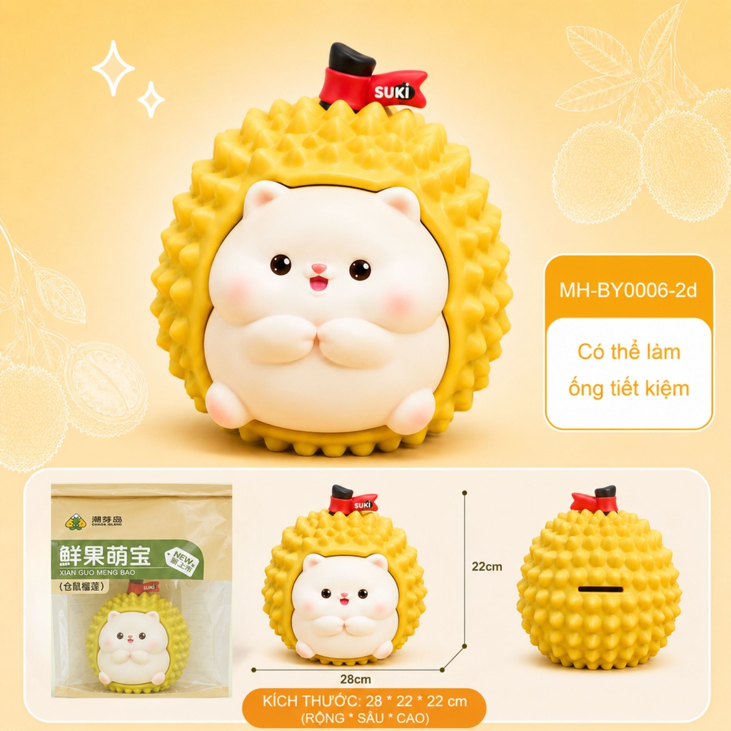 Mô Hình Các Con Vật Cosplay Trái Cây Sầu Riêng Size Nhỡ KT: 28*22*22cm   - SKU : MH-BY0006-2 ( VAT : MH004 )