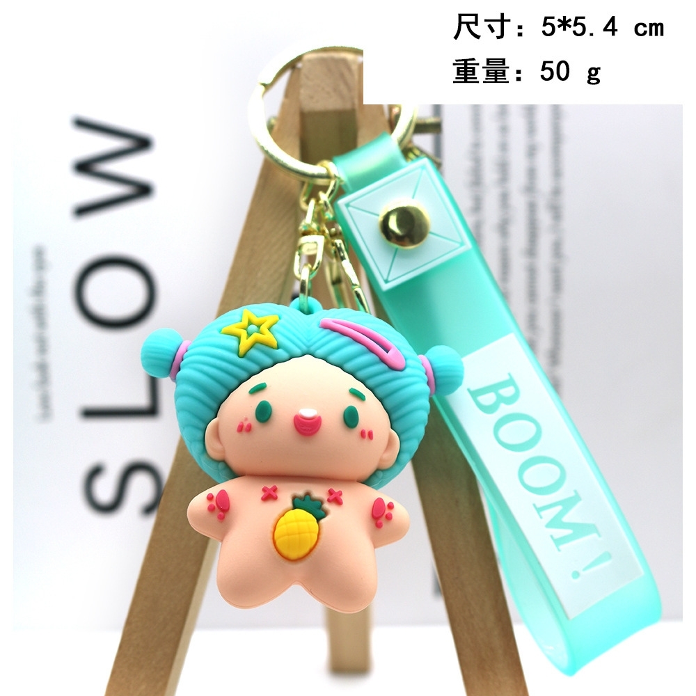 móc khóa búp bê nữ xanh - dây dài 11cm mô hình cao 5.5cm - nặng : 50gram - boc túi - no box