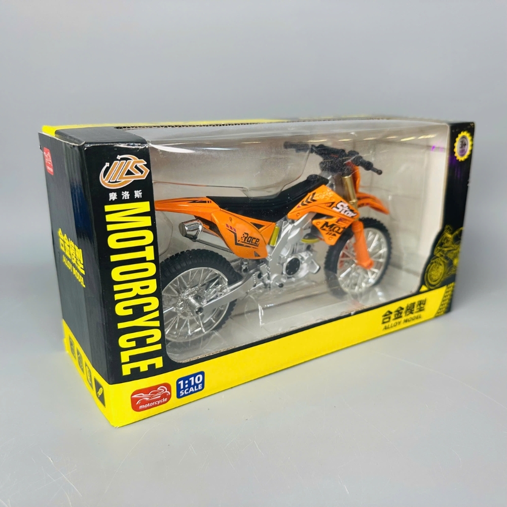 Mô Hình xe máy địa hình màu cam 1:10 Hợp kim - Có tiếng - Dài 20.5cm - rộng 8cm - cao 10.5cm - nặng ~ 500gram - FULL BOX : box màu SKU : oto456 - K65-T5-S4