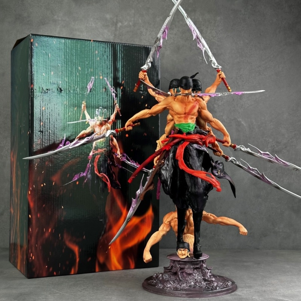 Mô Hình OnePiece Zoro 3 đầu 6 tay dáng đứng có base - Phụ kiện : bán thân thay thế - Cao 50cm Nặng 760gram - Figure OnePiece - Full Box - N1-K37-T4-S2