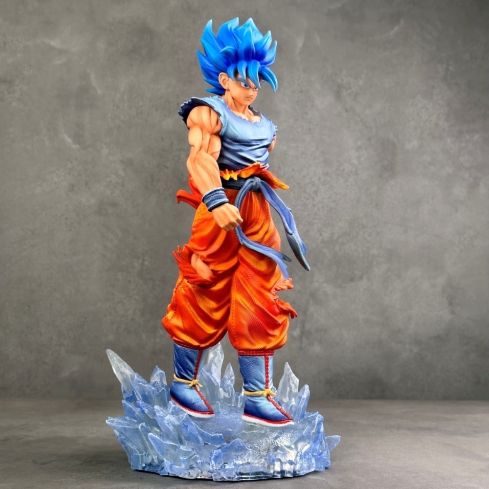 Mô hình DragonBall SonGoku tóc xanh đỏ dáng đứng có base - Cao 33cm -nặng 1500gram - Dragon Ball - Hộp Carton