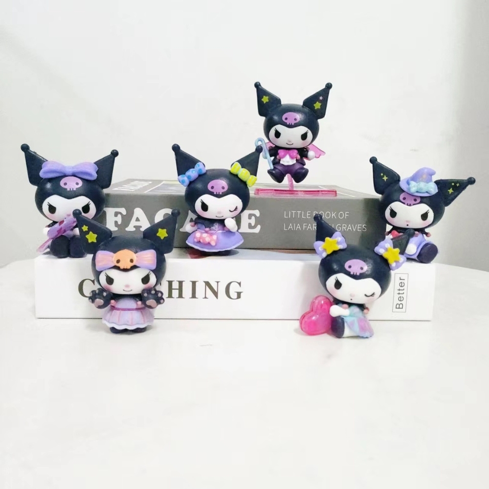 Mô hình kuromi Bộ 6 Melody Kuromi Bản đẹp - cao 8-9cm - Nặng 400gram - Bọc Túi Opp - No Box - N3-K37-T3-S2