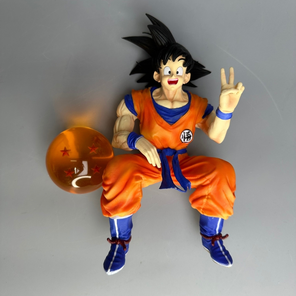 Mô Hình Songoku ngồi lên ngọc rồng - Cao 20cm - Nặng 500gram - Có Hộp màu - Figure anime Dragon ball