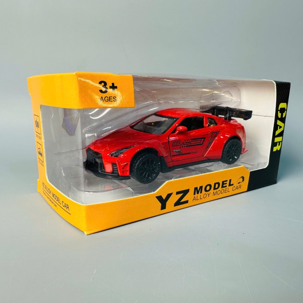 Mô Hình xe GTR đỏ tỉ lệ 1:36 Hợp kim có thể mở cửa - bánh sau chạy cót - Dài 11cm - rộng 5cm - cao 5cm - nặng : 500gram - FULL BOX : box màu SKU : oto429