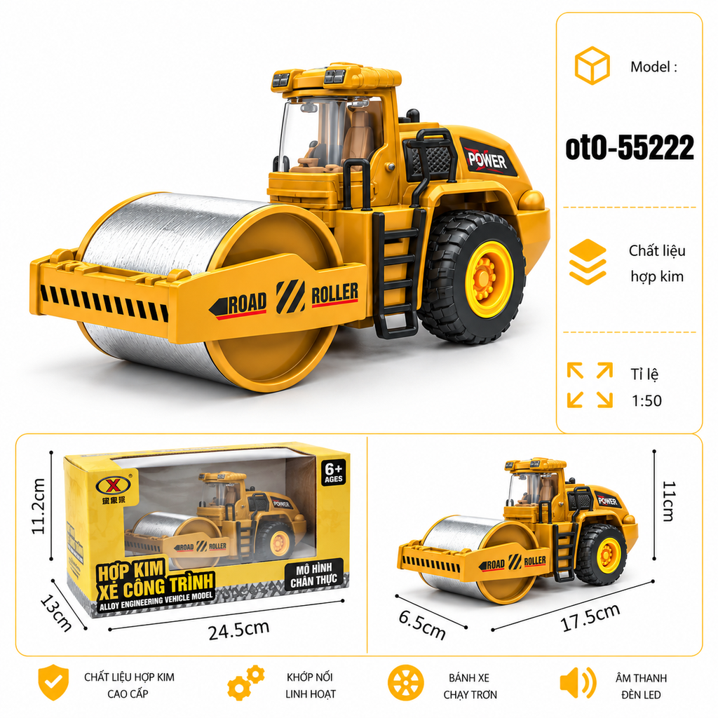 Mô hình xe công trình hợp kim tỉ lệ 1:50 - SKU : oto-55222 ( VAT : 103-02-50 )