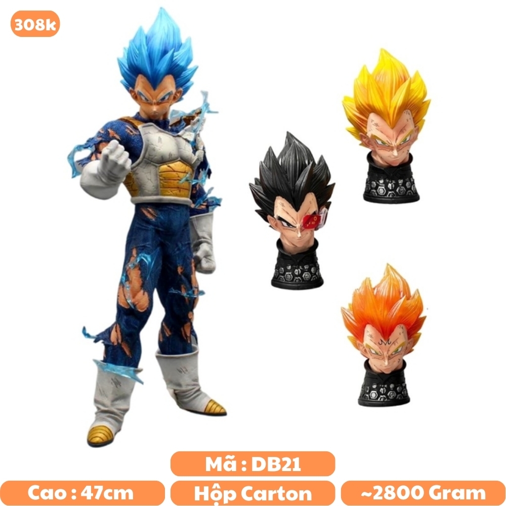 Mô Hình DragonBall Vegeta siêu chất 3 đầu thay thế - có led trên đầu , cao 47cm - Figure DragonBall - Hộp carton -K5-T4-S4