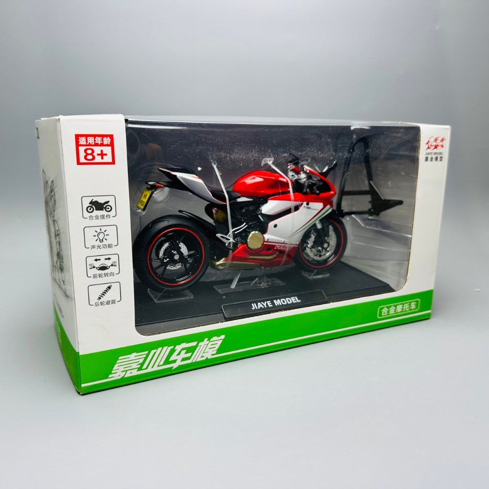 Mô Hình Xe máy ducati 1199 trắng đỏ 1:12 Hợp kim - Có tiếng - đèn pha sáng - Dài 17.5cm - rộng 6.5cm - cao 10cm - nặng ~ 700gram - FULL BOX : box màu SKU : oto150