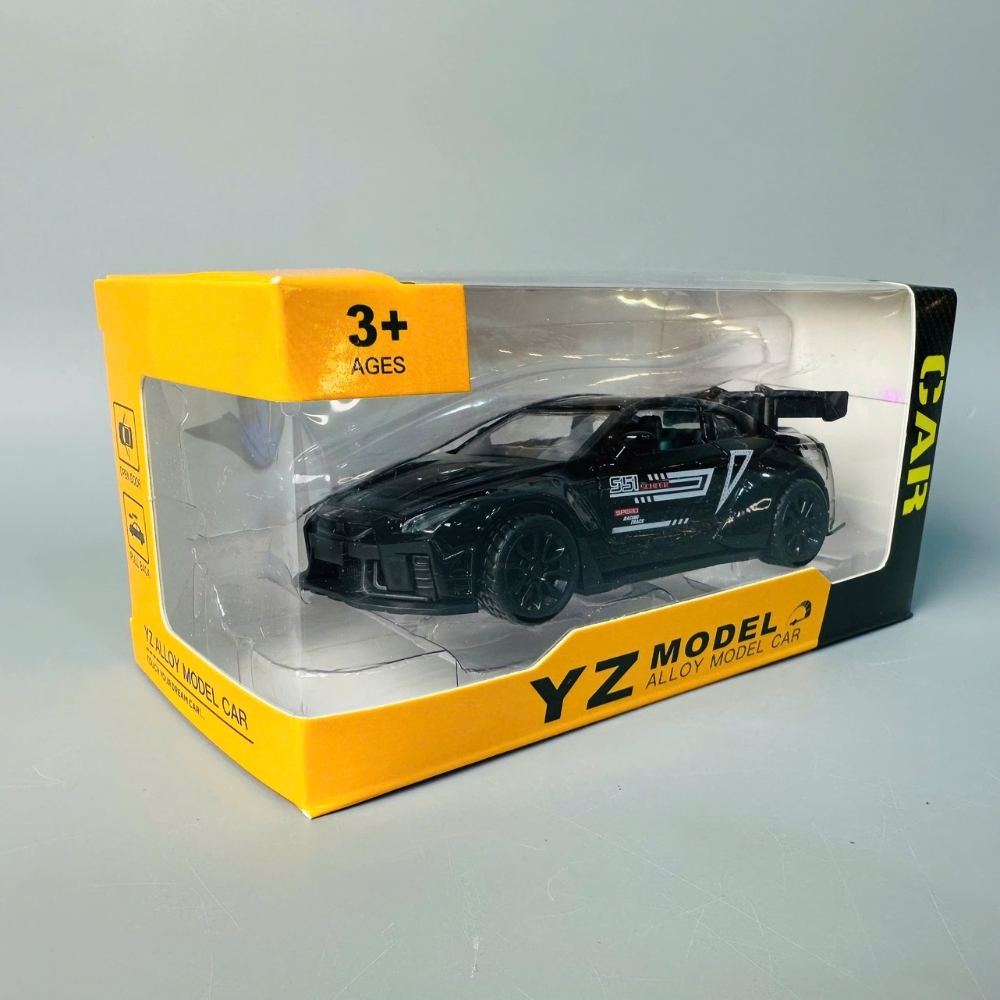 Mô Hình xe GTR Đen tỉ lệ 1:36 Hợp kim có thể mở cửa - bánh sau chạy cót - Dài 11cm - rộng 5cm - cao 5cm - nặng : 500gram - FULL BOX : box màu SKU : oto247