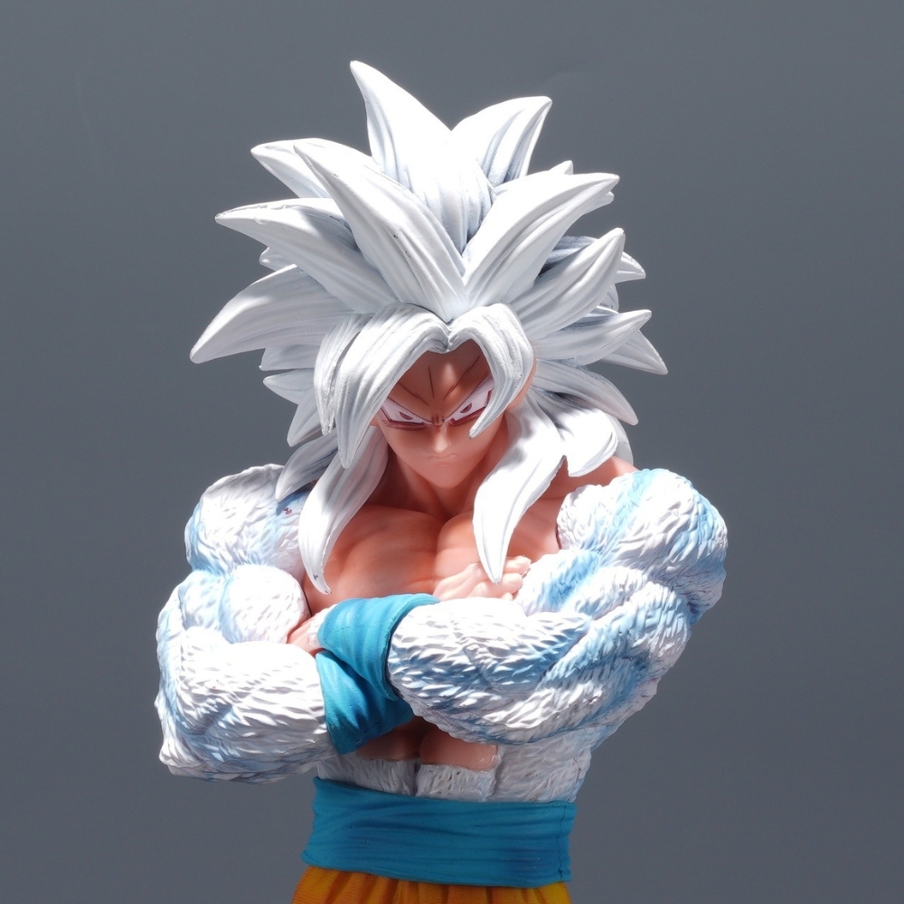 Mô Hình Songoku SSJ4 Tóc Trắng dáng đứng khoanh tay + đầu thay thế - Cao 31.5cm - Nặng 950gram - Box màu - Figure anime Dragon ball - K29-T1-S9