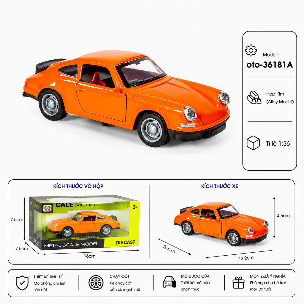 Mô Hình xe mercedes và Porsche , tỉ lệ 1:36 - Dài 12.2cm - rộng 5.3cm - cao 4.5cm - SKU : oto-36181A - ( Vat : 003-01-35 )